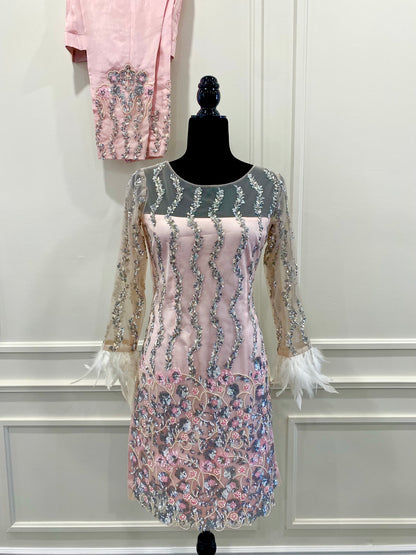 feather pant suit indian