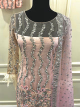 handwork pant suit with feathers