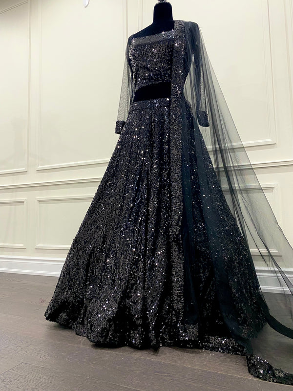 black sequins lehenga 